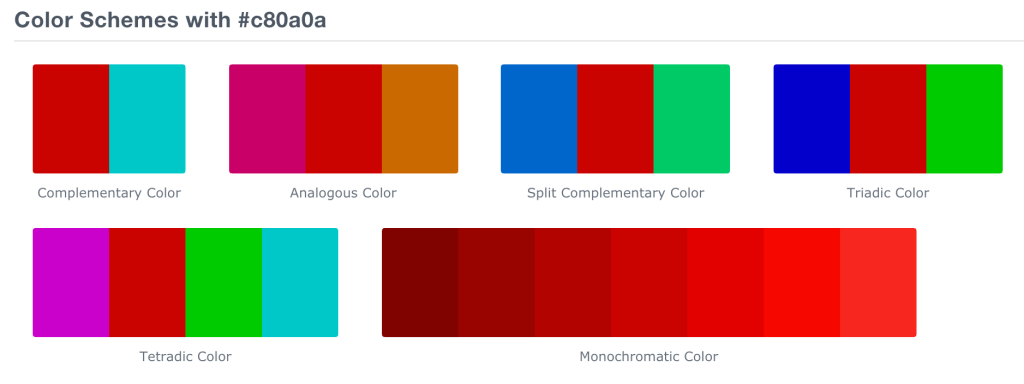color schemes from colorhexa